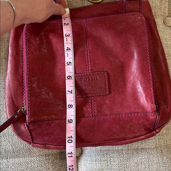 FOSSIL RYDER RED SATCHEL NEW AMERICA CLASSIC 1954 PEBBLED LEATHER CROSSBODY BAG - Picture 13 of 14